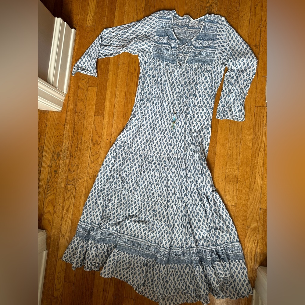 Zara blue and white maxi dress